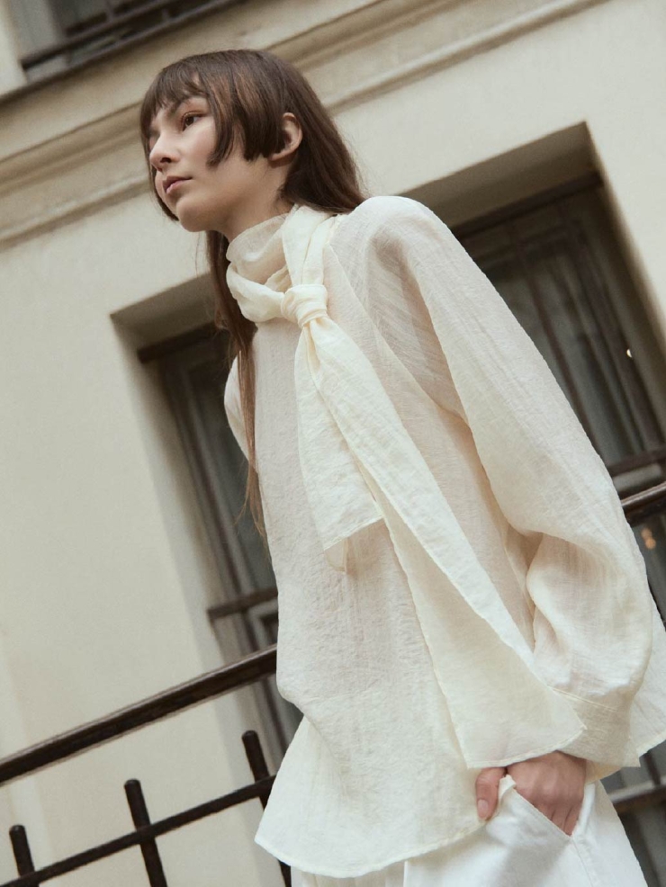 White Shirt with Long Tie