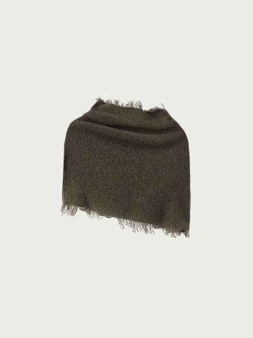 Dark Khaki Yak Wool Shawl Scarf