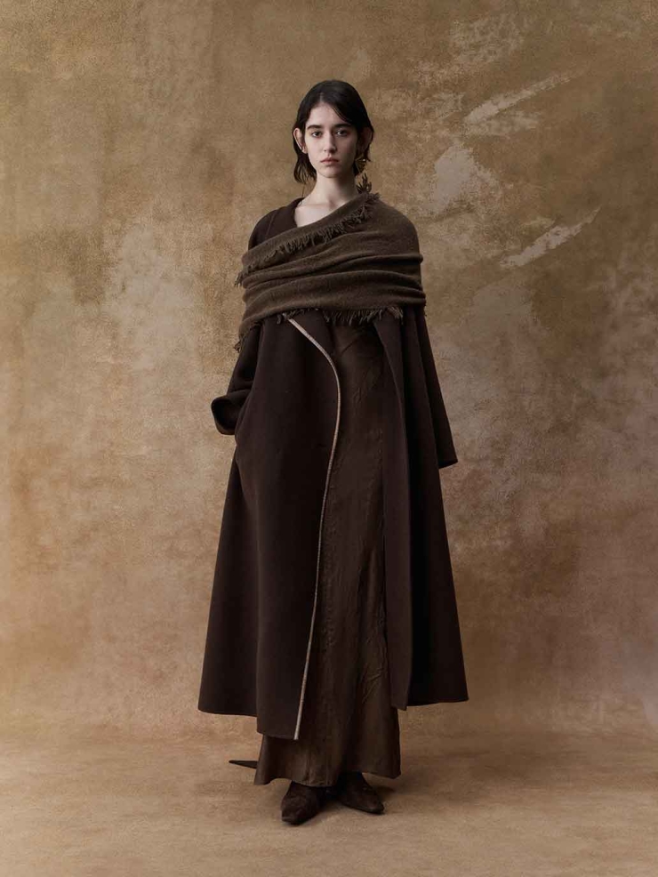 Dark Khaki Yak Wool Shawl Scarf