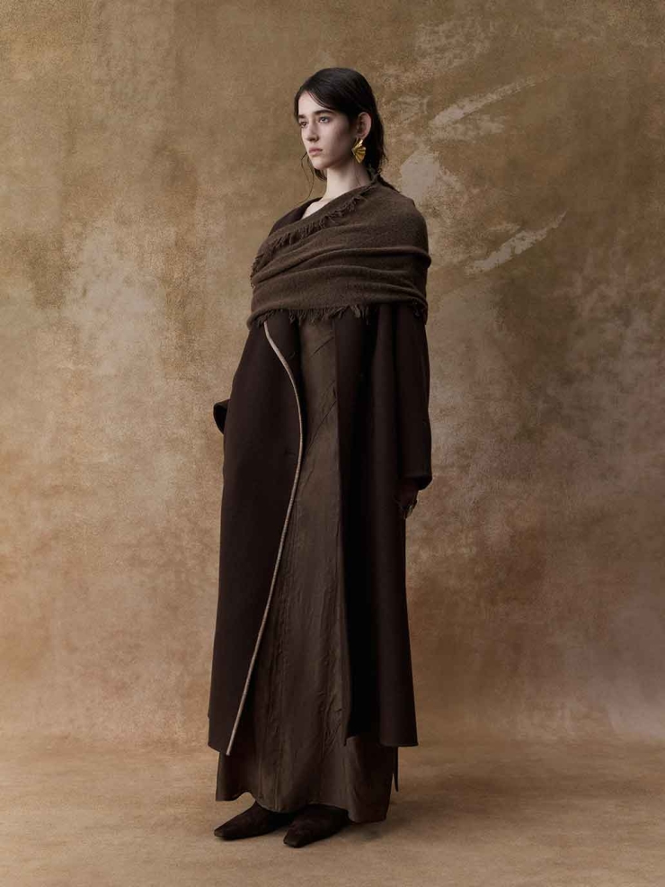 Dark Khaki Yak Wool Shawl Scarf