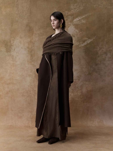 Dark Khaki Yak Wool Shawl Scarf