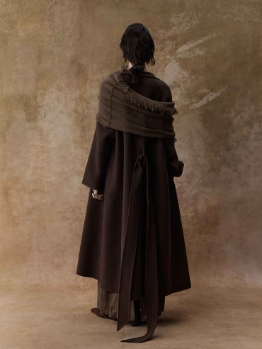 Dark Khaki Yak Wool Shawl Scarf