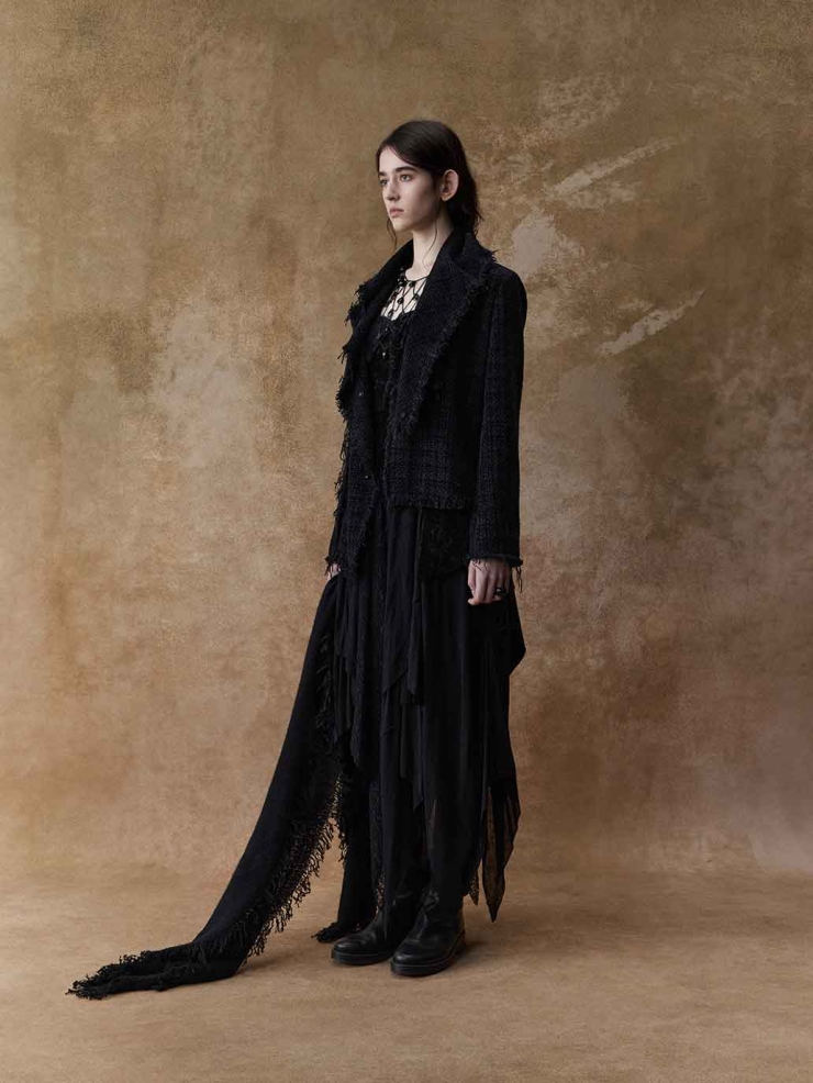 Black Fringed Patterned Knit Jacket