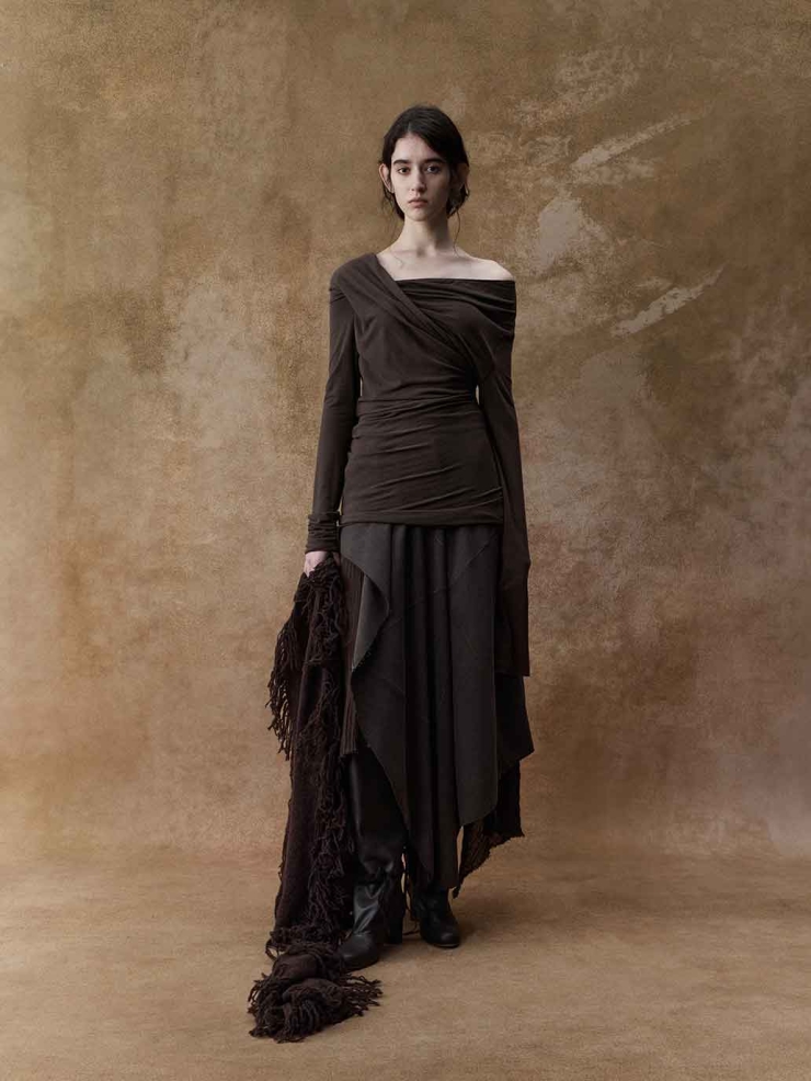 Dark Khaki Ruched Top