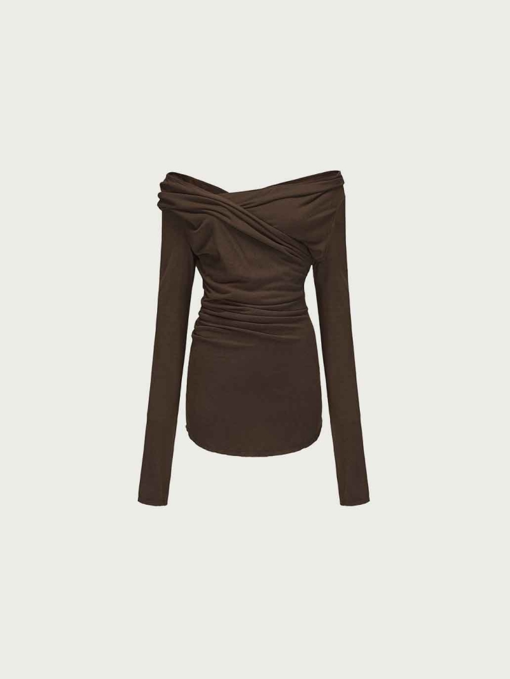 Dark Khaki Ruched Top