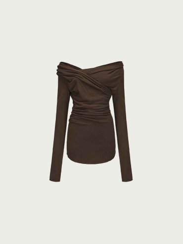 Dark Khaki Ruched Top
