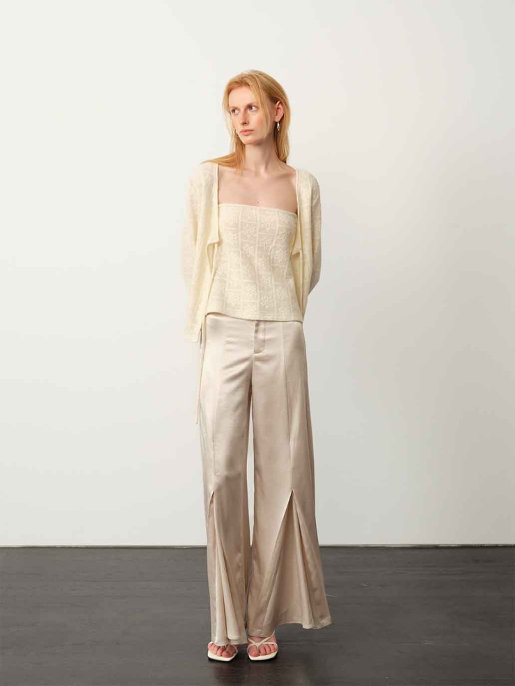 White Snowflake Knit Tie-Up Cardigan