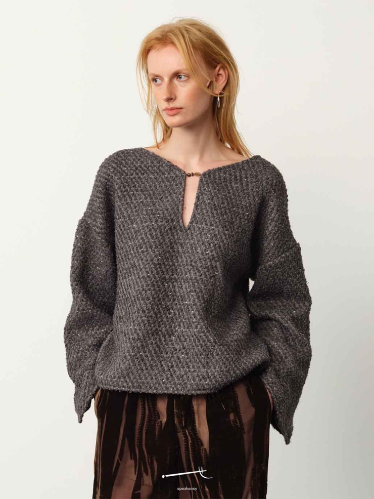 Grey Reversible Wool Sweater