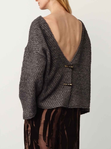 Grey Reversible Wool Sweater