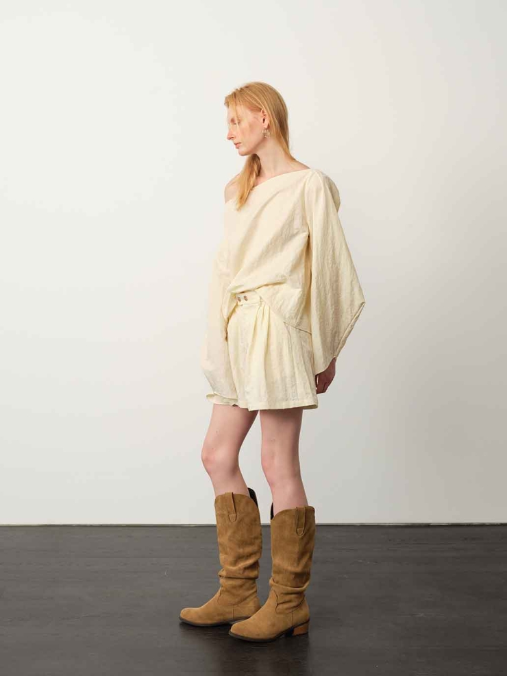 Apricot Minimal Textured Top