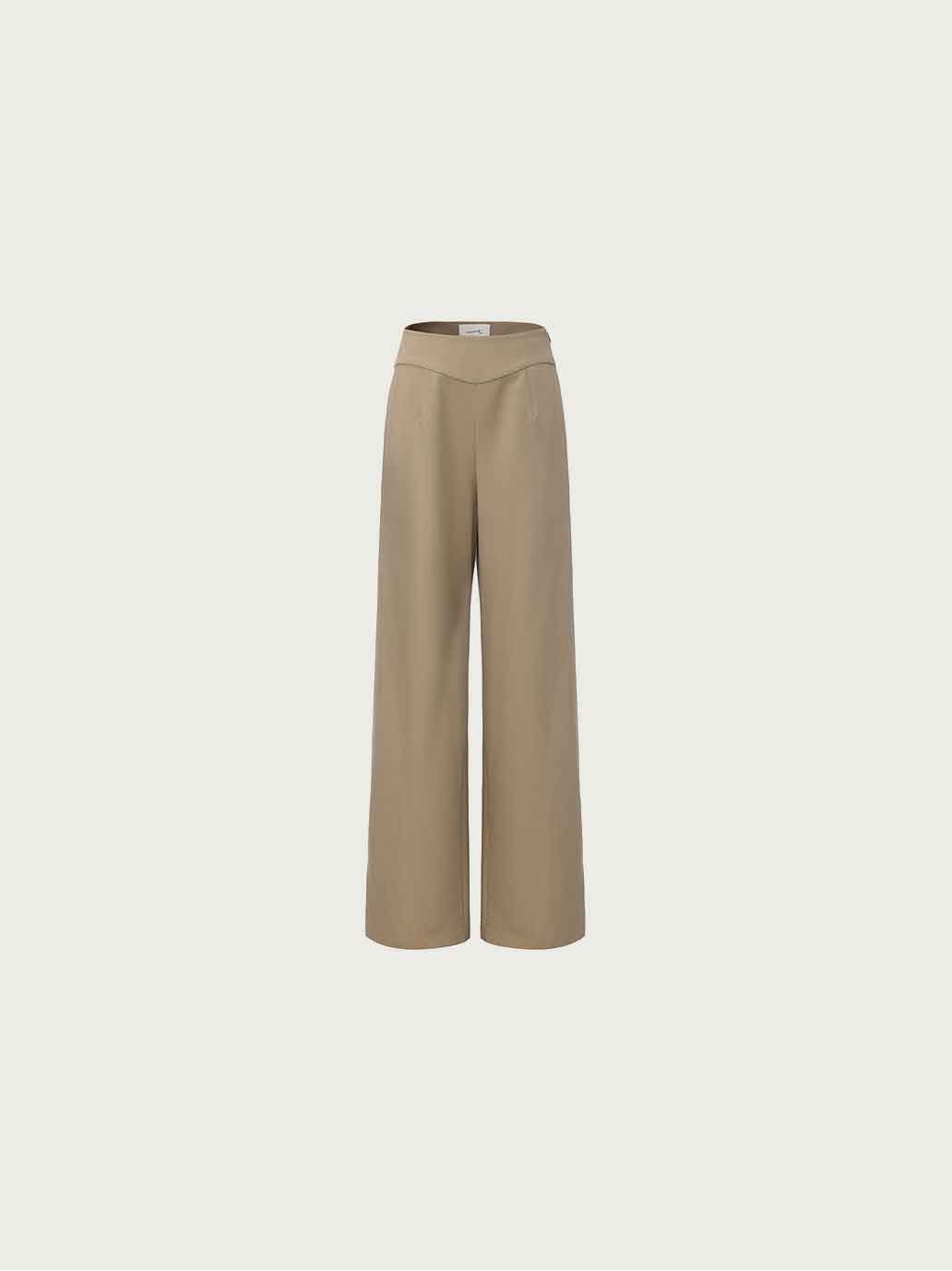 Khaki Textured Waistband Pants