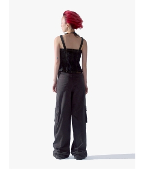 YUEQIQI Gray V-Waist Cargo Sweatpants