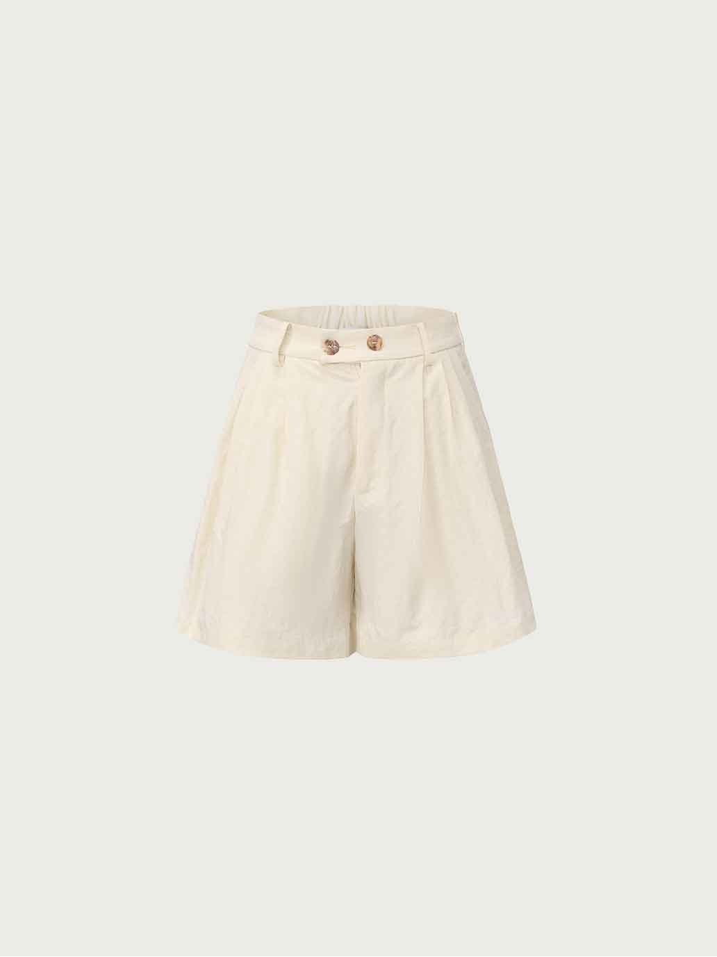 Apricot Double-Layer Silk-Textured Shorts
