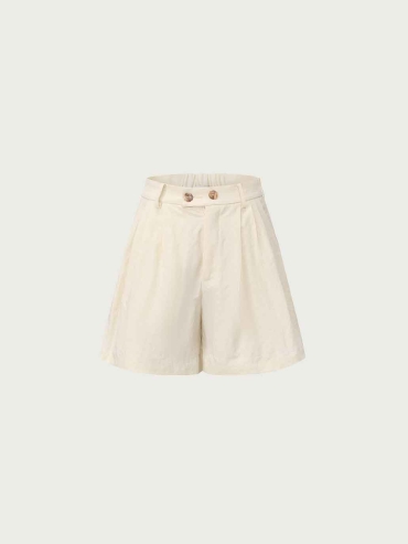 Apricot Double-Layer Silk-Textured Shorts