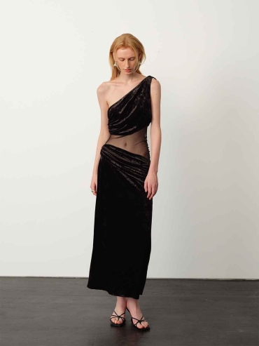 Black Pleated Maxi Dress