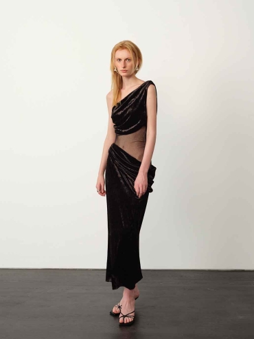 Black Pleated Maxi Dress