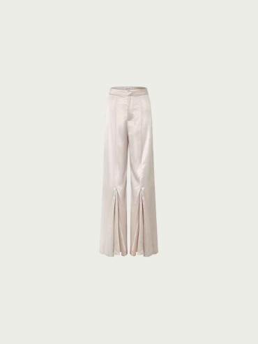 Apricot Acetate Organza Pleated Trousers
