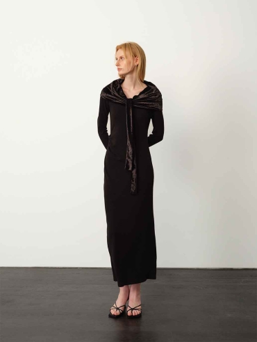 Black Bow-Tie Ruched Fitted Dress