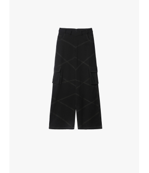 YUEQIQI Black V-Waist Cargo Sweatpants