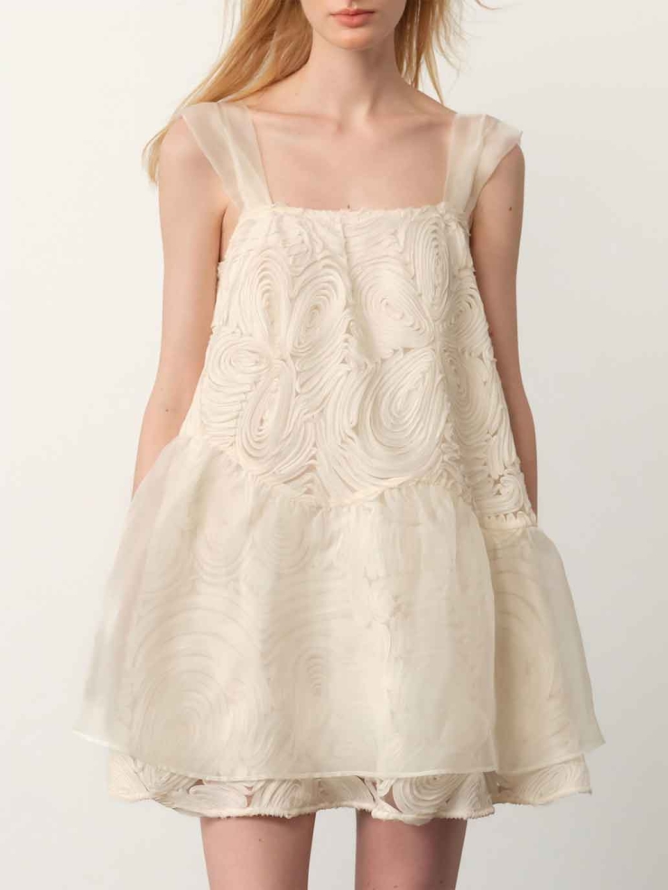 Apricot Jacquard Cami Mini Dress