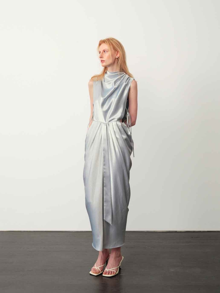 Misty Blue Acetate Sequin Dress