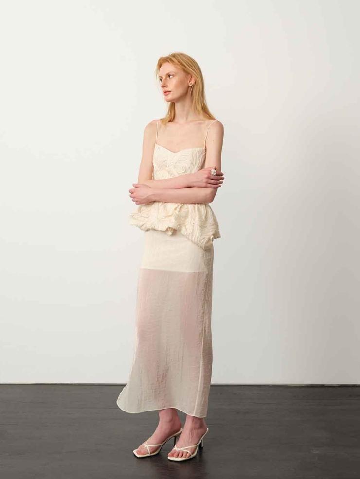 Apricot Jacquard Cami Dress