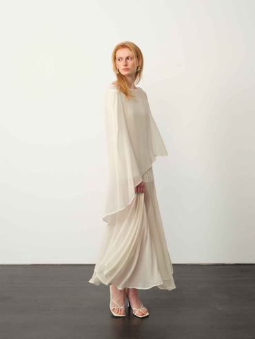 White Chiffon Panel Maxi Dress