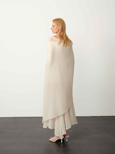 White Chiffon Panel Maxi Dress