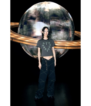 YUEQIQI Black V-Waist Cargo Sweatpants