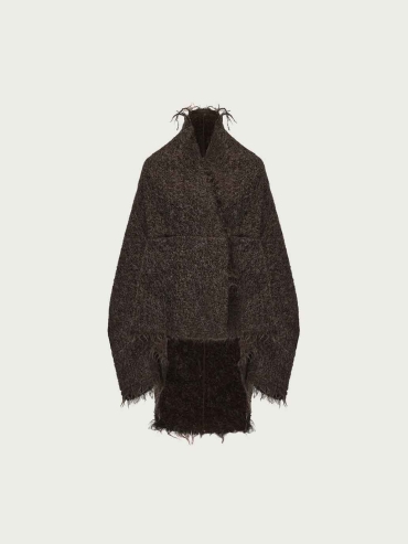 Brown Alpaca Wool Reversible Oversized Cardigan