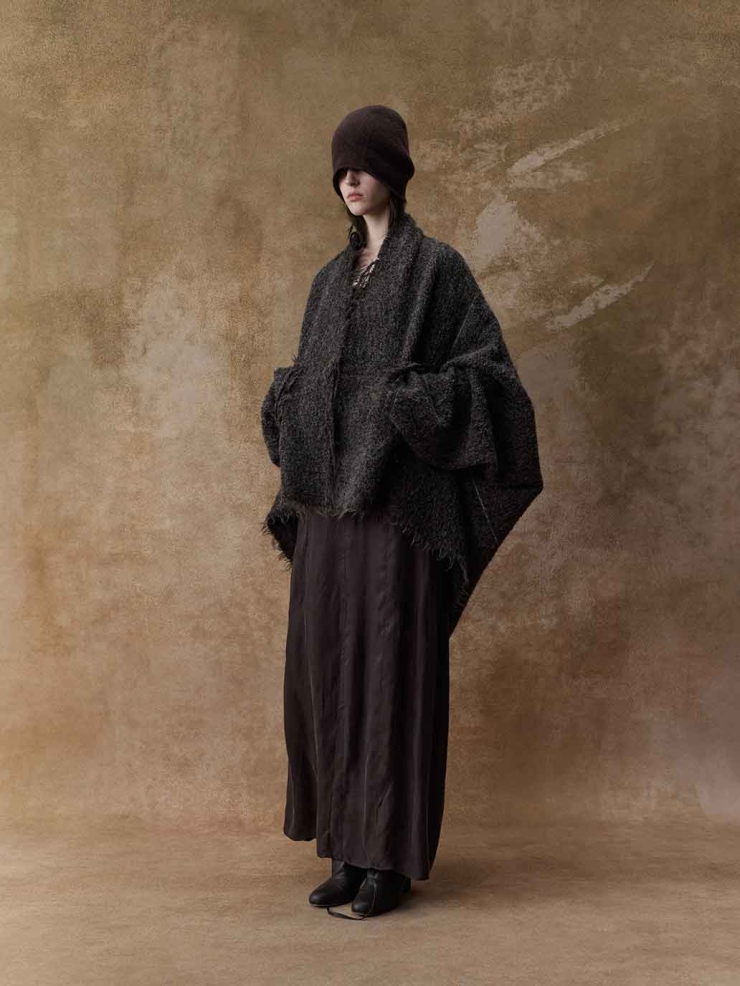 Brown Alpaca Wool Reversible Oversized Cardigan