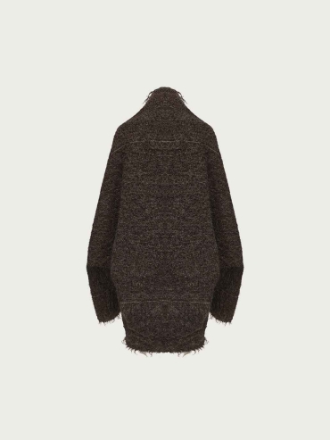 Brown Alpaca Wool Reversible Oversized Cardigan