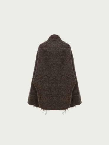 Brown Alpaca Wool Reversible Oversized Cardigan