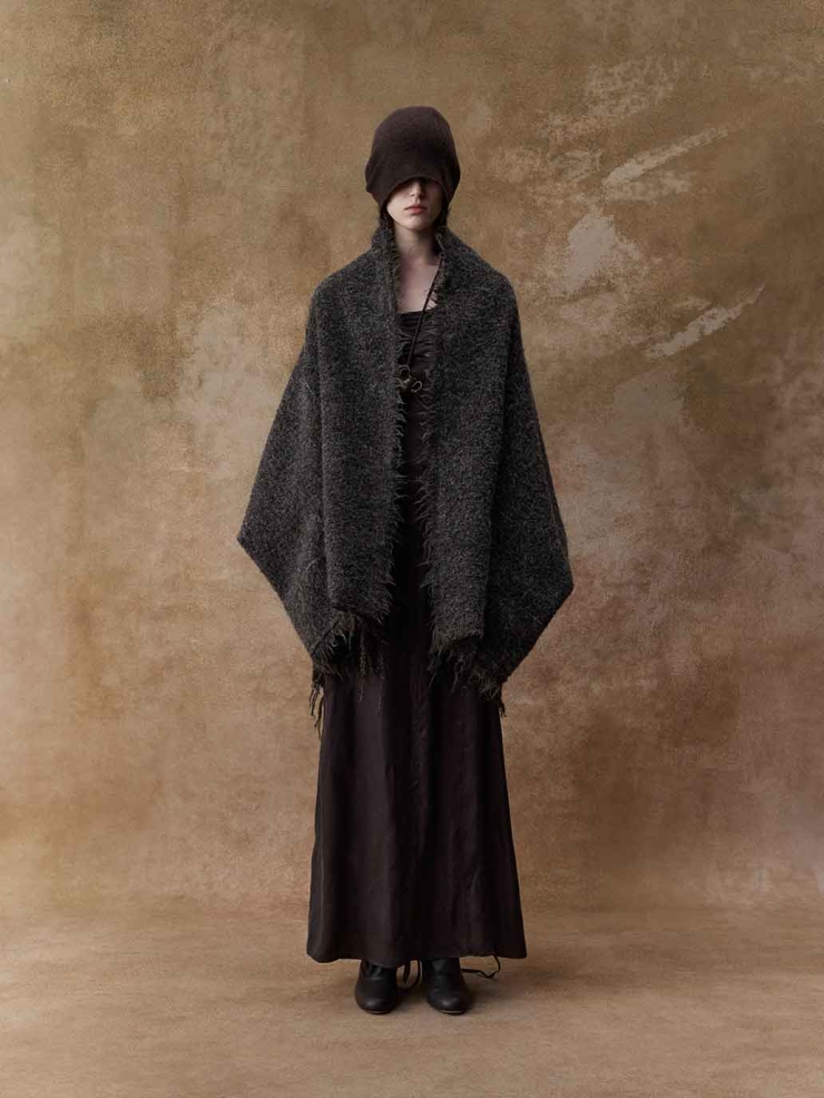 Brown Alpaca Wool Reversible Oversized Cardigan