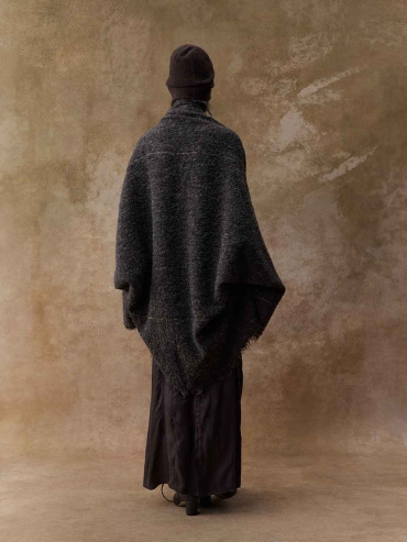 Brown Alpaca Wool Reversible Oversized Cardigan