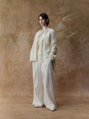 White Patchwork Relaxed-Fit Cardigan