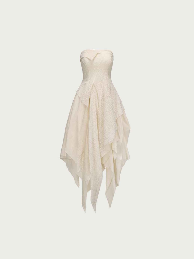 White Lace Strapless Dress