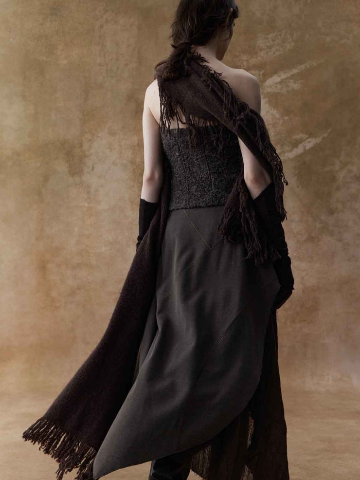 Brown Zip-Up Strapless Top