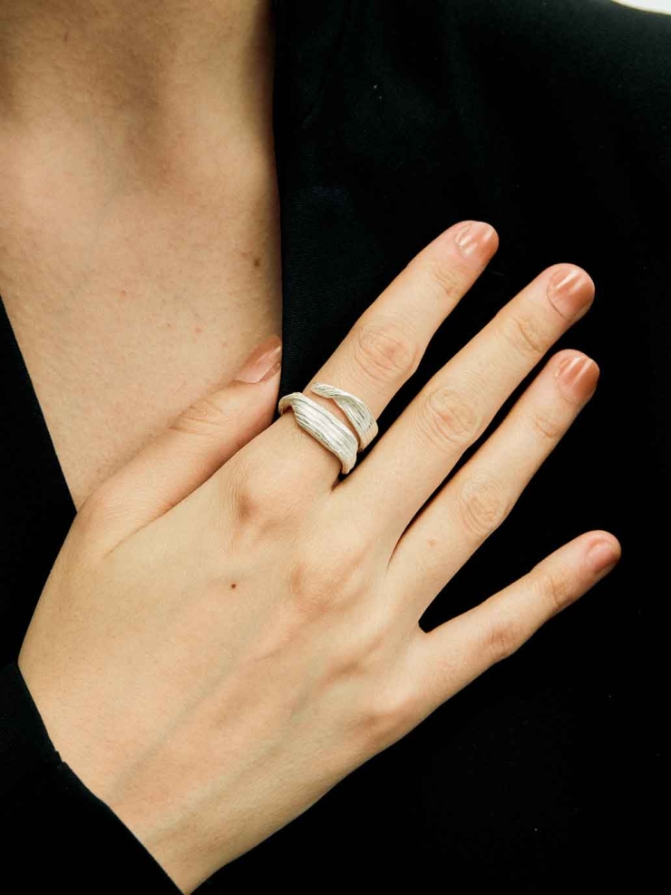 Silver Linear Double Band Ring