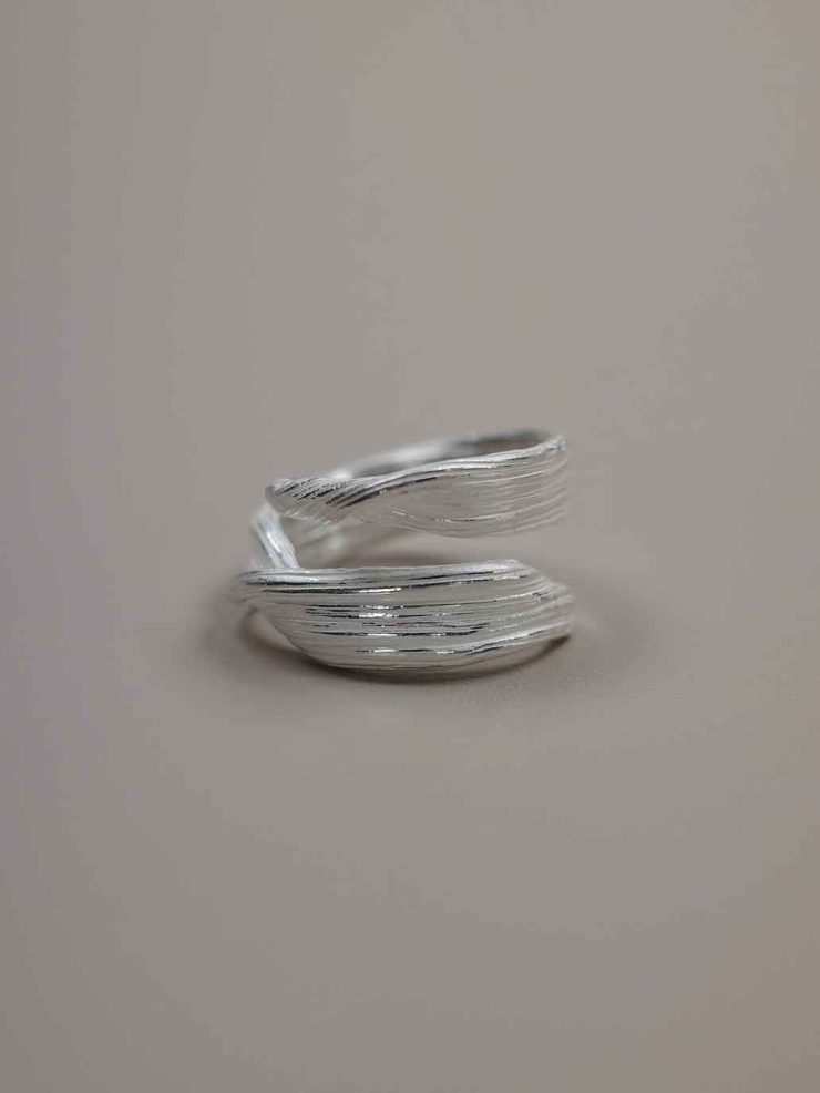 Silver Linear Double Band Ring