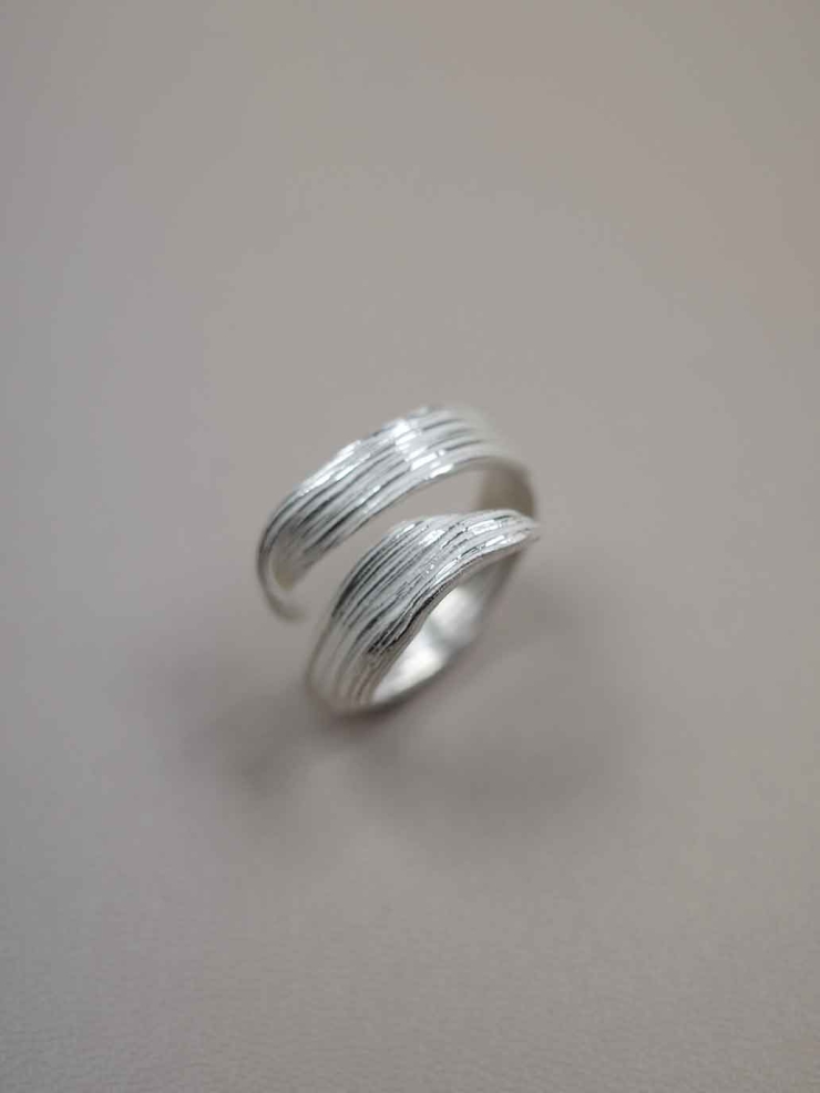 Silver Linear Double Band Ring