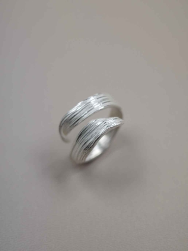 Silver Linear Double Band Ring