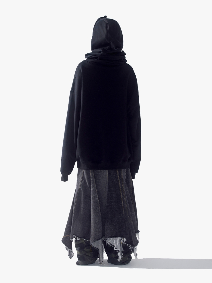 YUEQIQI Space Collar Hoodie With Beaded Plant
