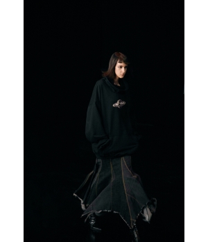YUEQIQI Space Collar Hoodie With Beaded Plant