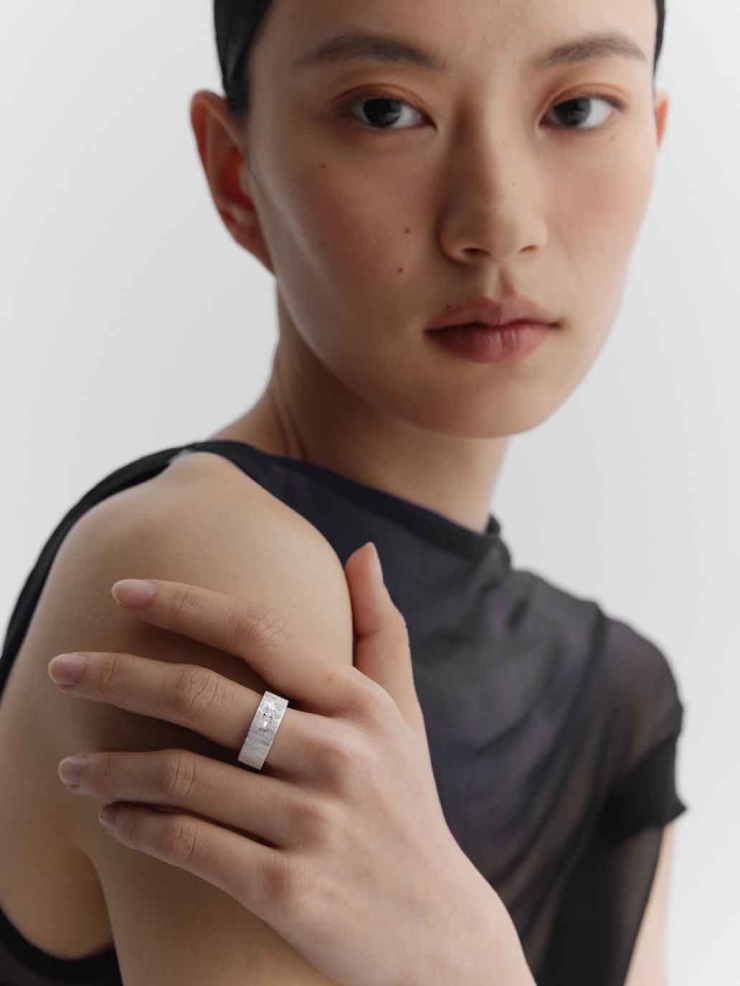 Silver Classic Satin Wide Ring