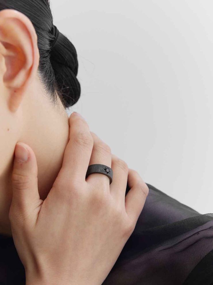 Black Classic Satin Wide Ring