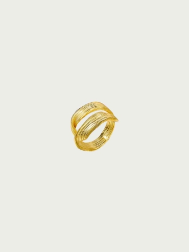 Gold Linear Double Band Ring