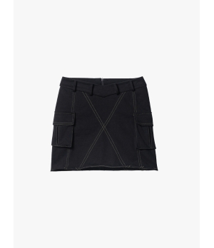 YUEQIQI Black Mini Cargo Skirt