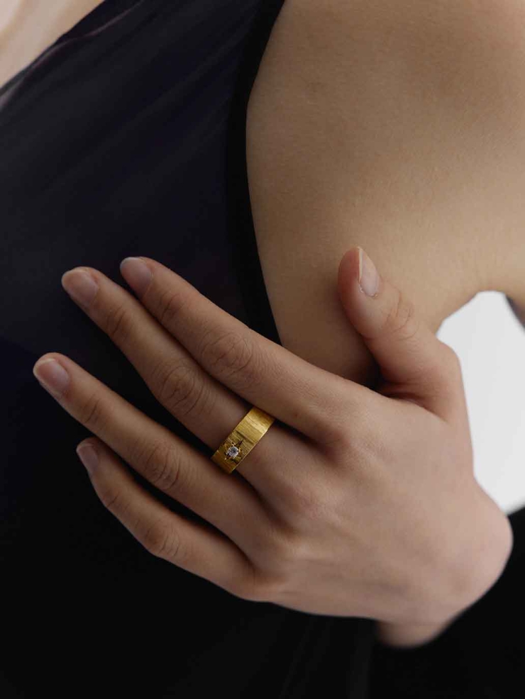 Gold Classic Satin Wide Ring