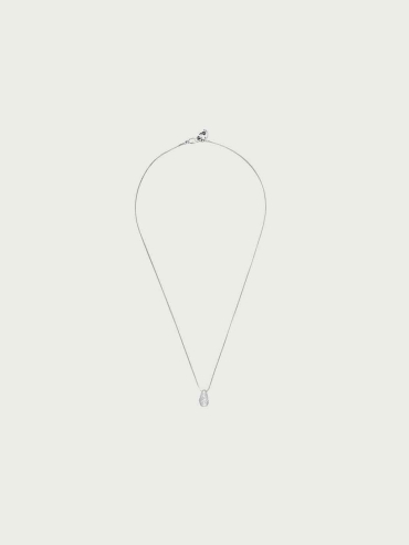 Silver Teardrop Oval Necklace